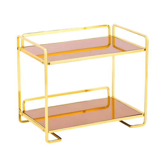 2 Tier Gold Metal Makeup Organizer Shelf